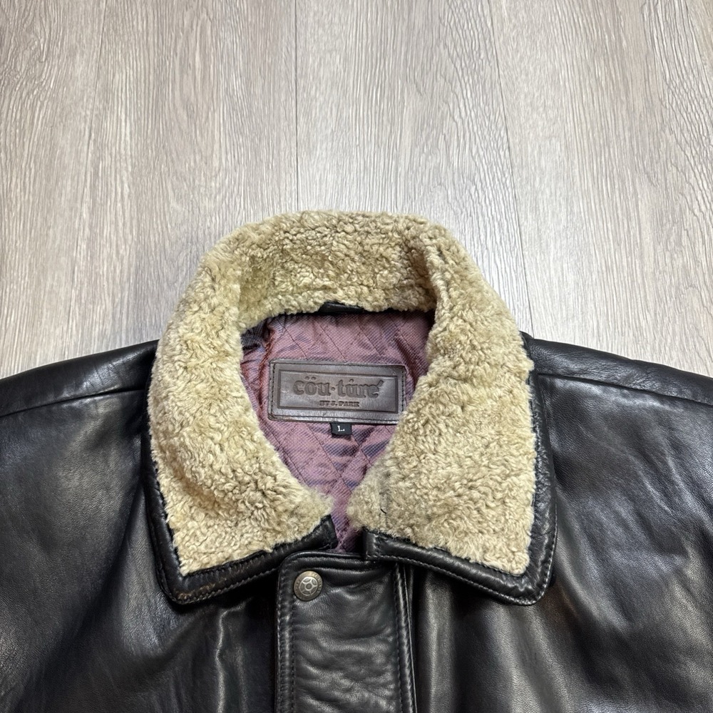 Couture By J. Park Jacket Men's Black Large Leather Parka Long‎ Coat Winter Fur